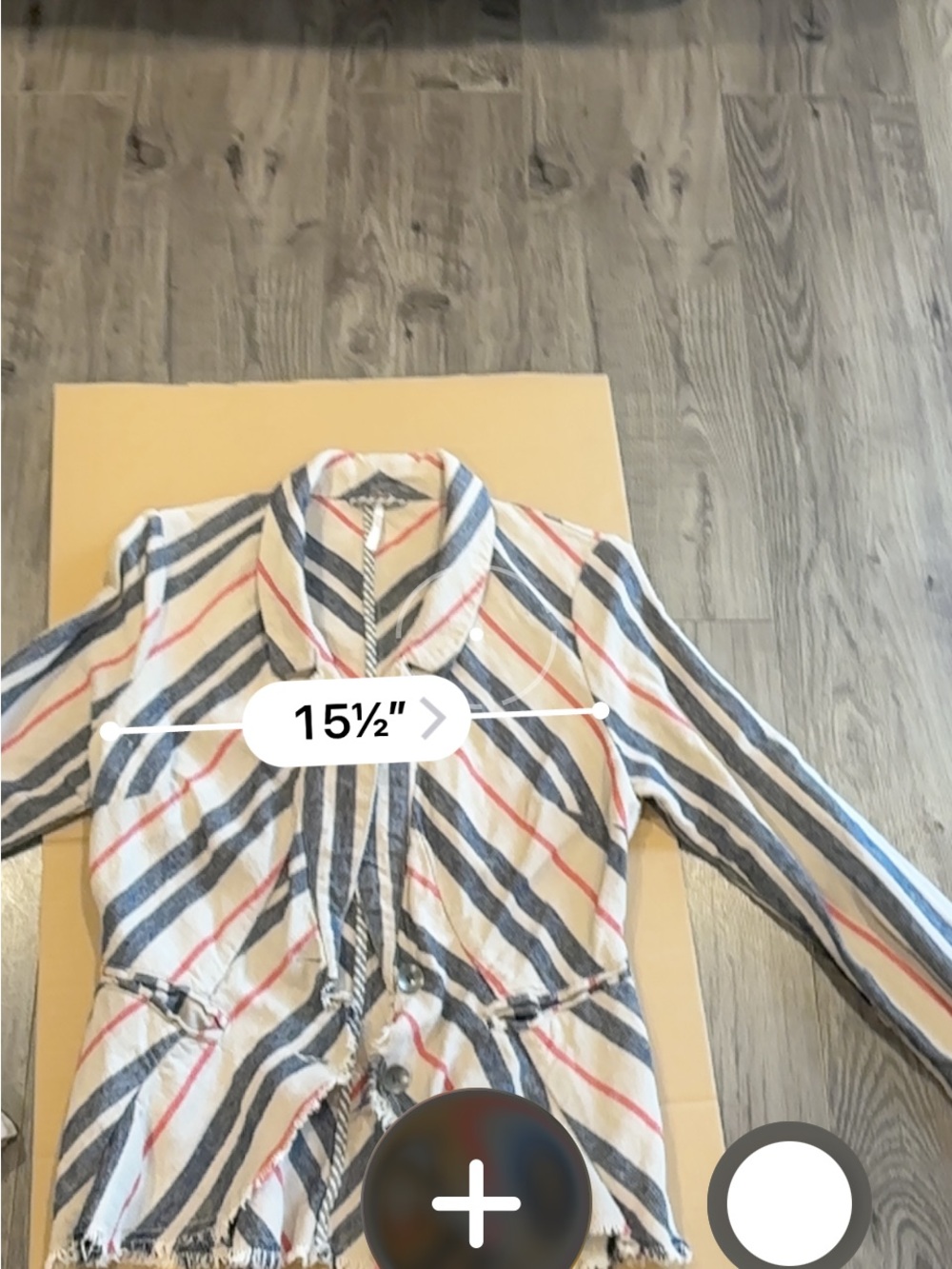 Free People Striped Frayed Open-Front Jacket in Beige, Navy & Red - Picture 7 of 7